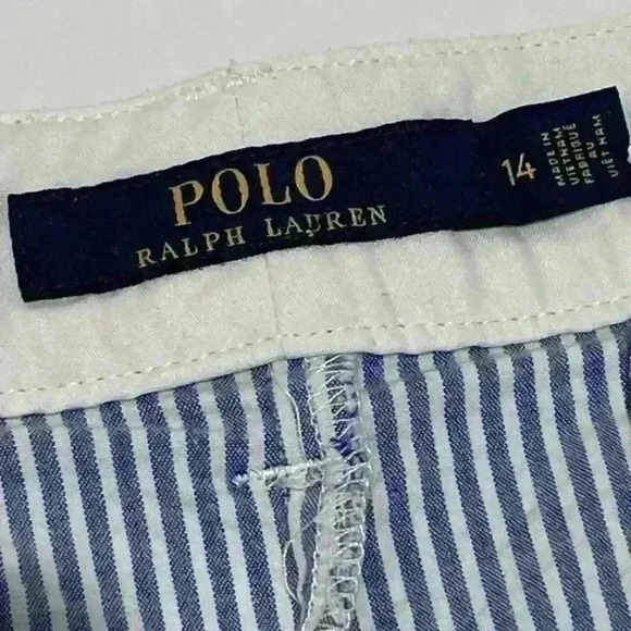 Polo Ralph Lauren Women’s Shorts Blue Stripe Anchor Print Flat Front size 14 - Picture 6 of 11